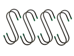 Black S-hooks with green ends.