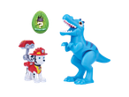 Marshall de la Paw Patrol cu un dinozaur albastru.