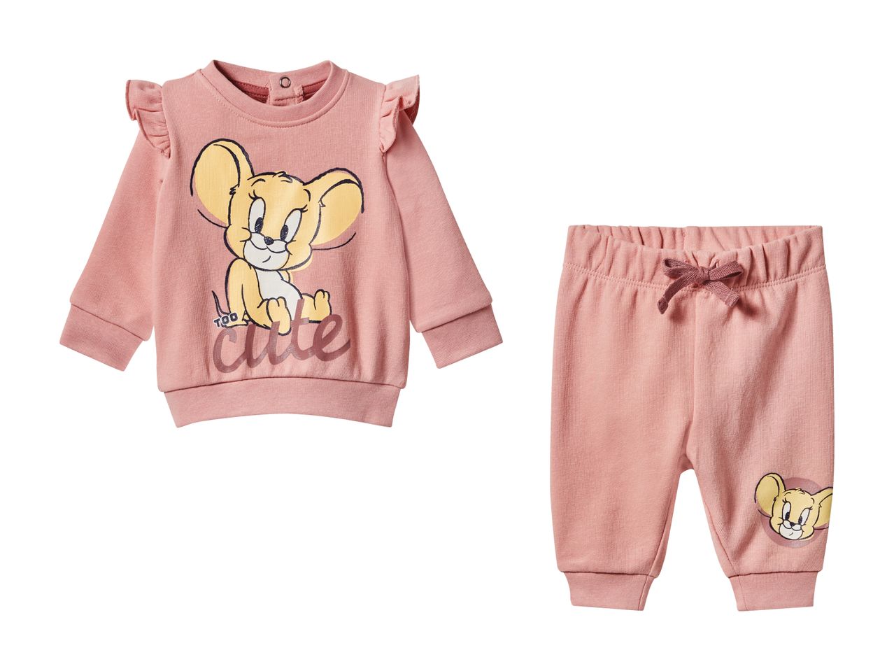 Sød baby pige tøj sæt med Tom og Jerry print i lyserød.
