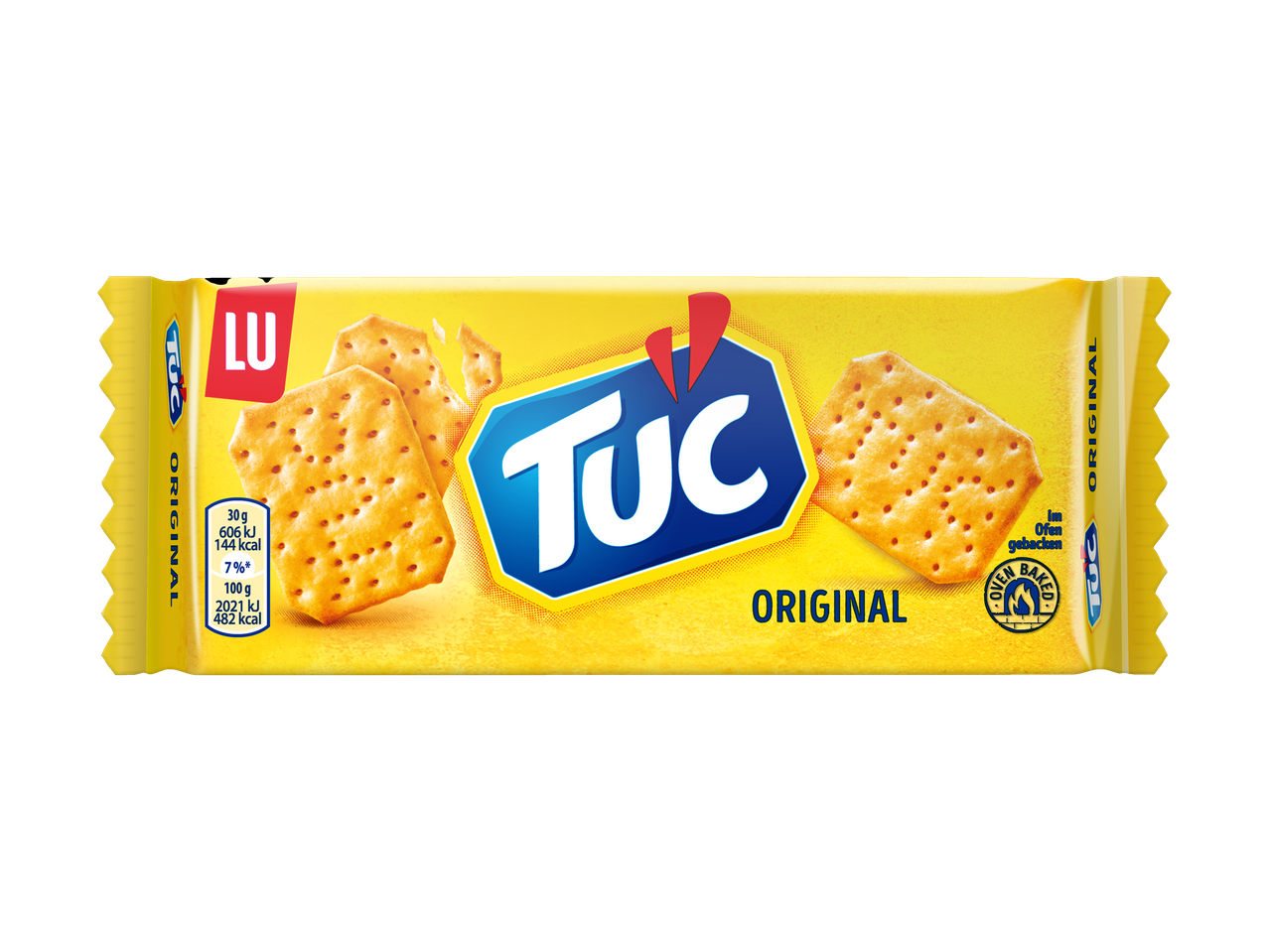 LU Tuc Original crackers in een geel pakje.
