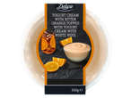 Cremă de iaurt Deluxe cu portocală amară, acoperită cu cremă de iaurt și vin alb.