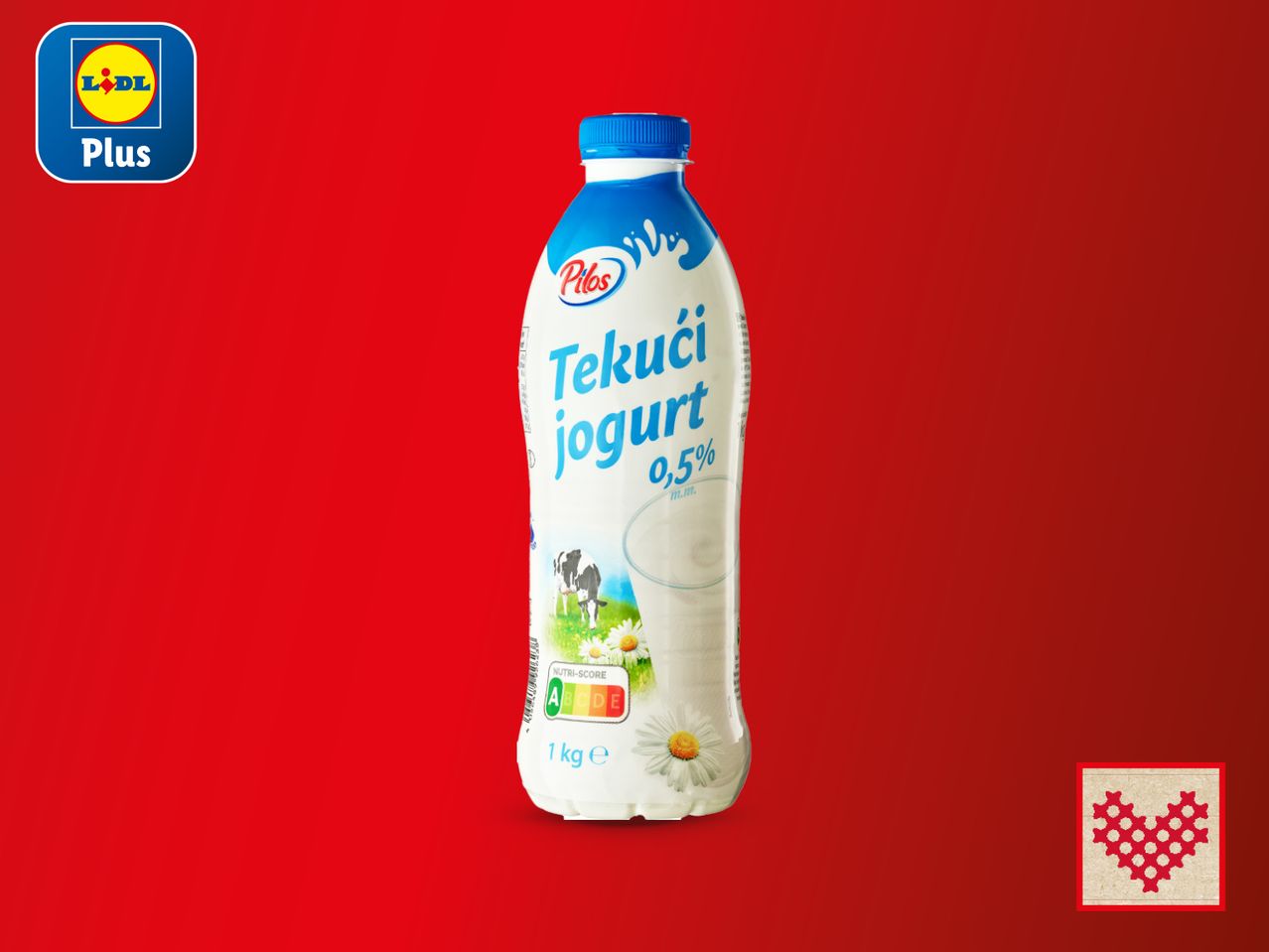 Boca tekućeg jogurta Pilos 0,5% m.m. Lidl Plus.