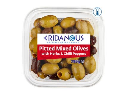 Pitted Mixed Olives With Herbs and Chilli Peppers