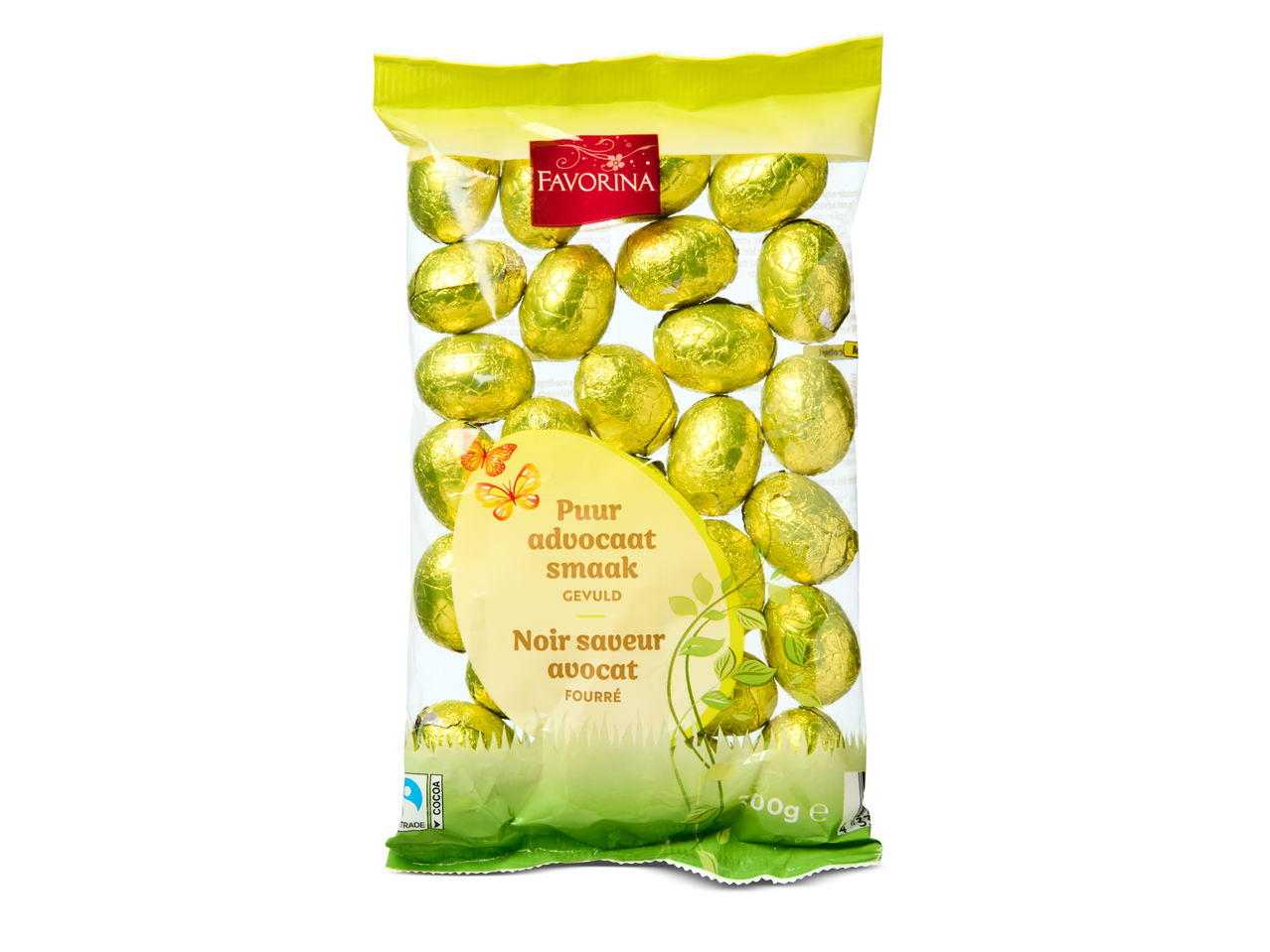 Favorina chocolade eitjes met advocaatsmaak, 200g.