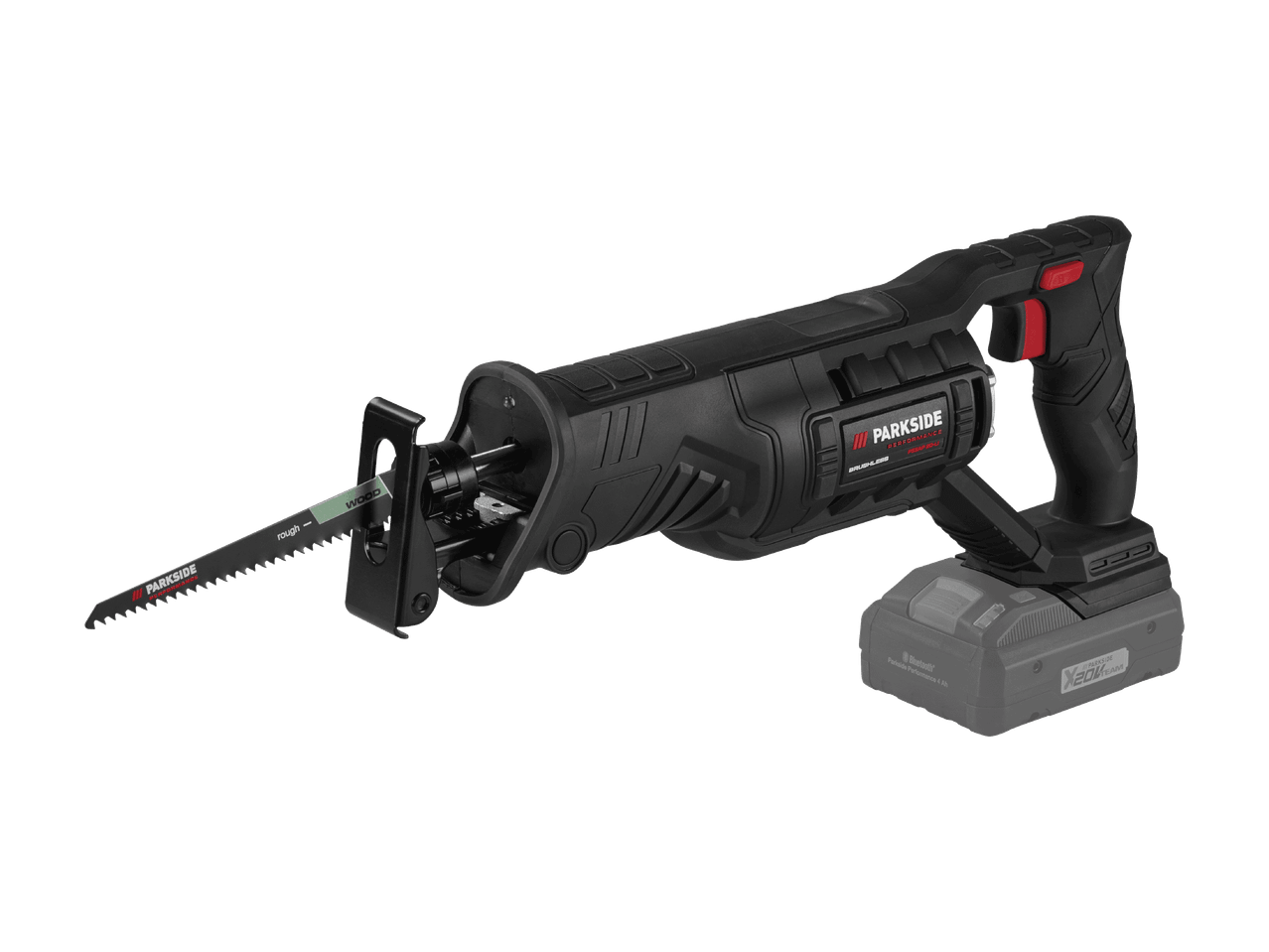 Parkside Performance -akkupuukkosaha ja X 20 V Team -akku.