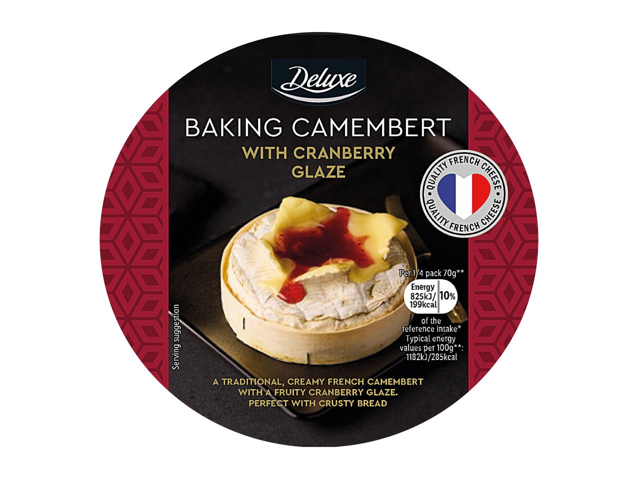 Deluxe Baking Camembert with Cranberry Glaze, a traditional creamy French cheese.
