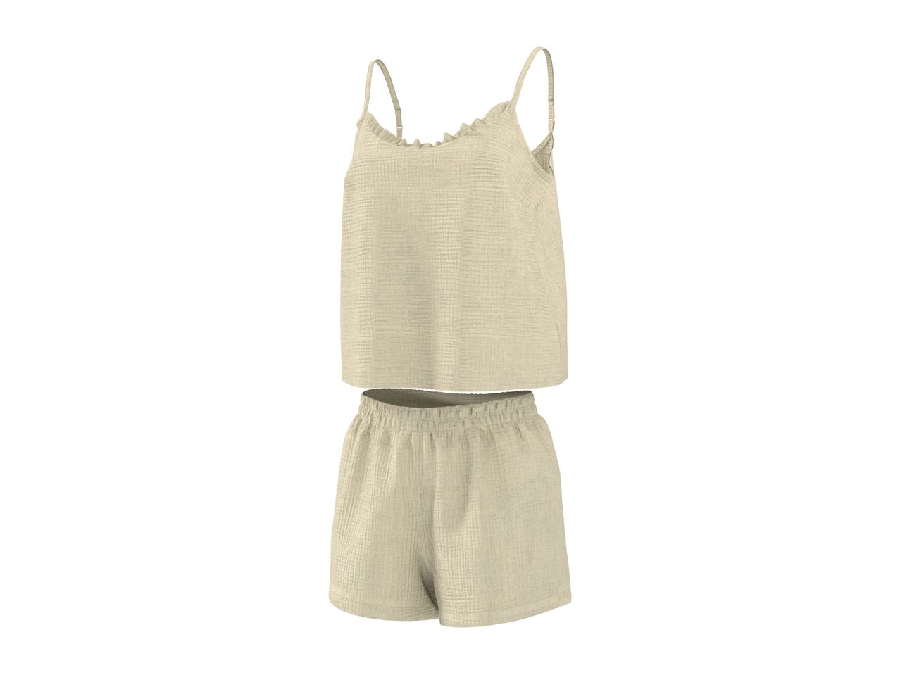 Light beige pajama set with a camisole top and shorts.