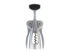 A silver waiter's corkscrew with a black top.