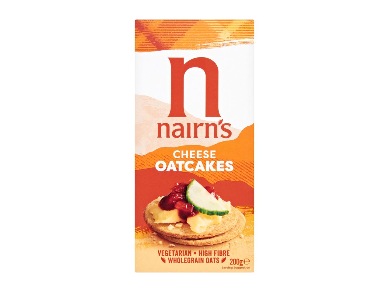 Cheese oatcakes with a topping of cheese, relish, and cucumber.