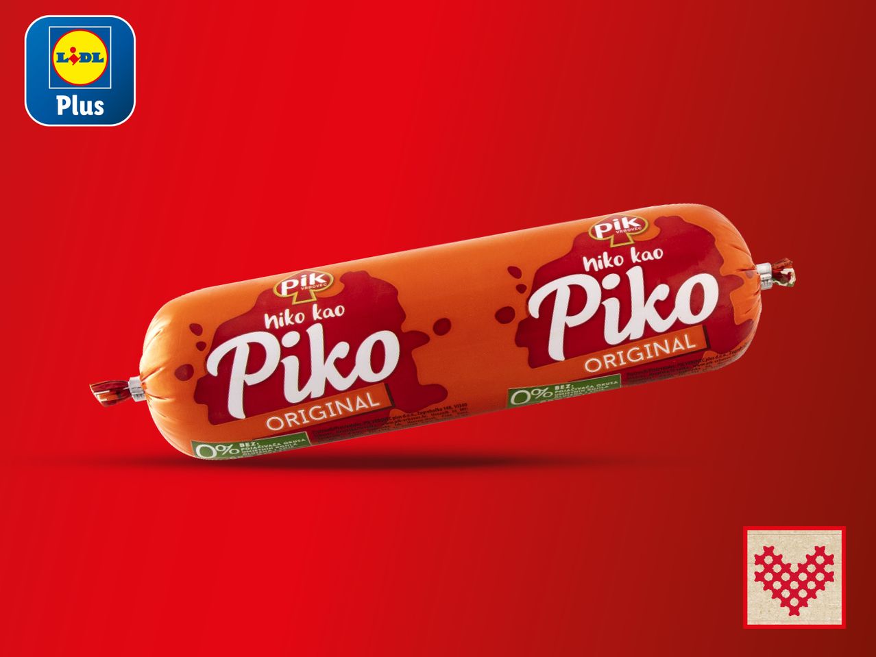 Pakovanje Piko Original kobasice Lidl Plus.
