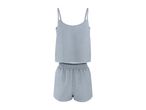 Light blue muslin camisole and shorts pajama set.
