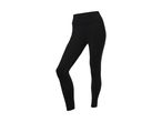 Sorte leggings med høj talje og synlige sømme.