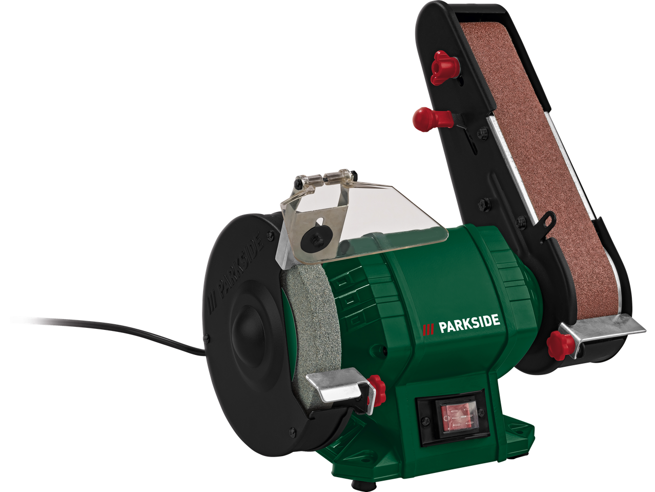 Parkside® Stand- und Bandschleifer in Grün und Schwarz.