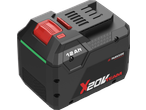 Black and red 12 Ah power tool battery with green stripe and textured grip.