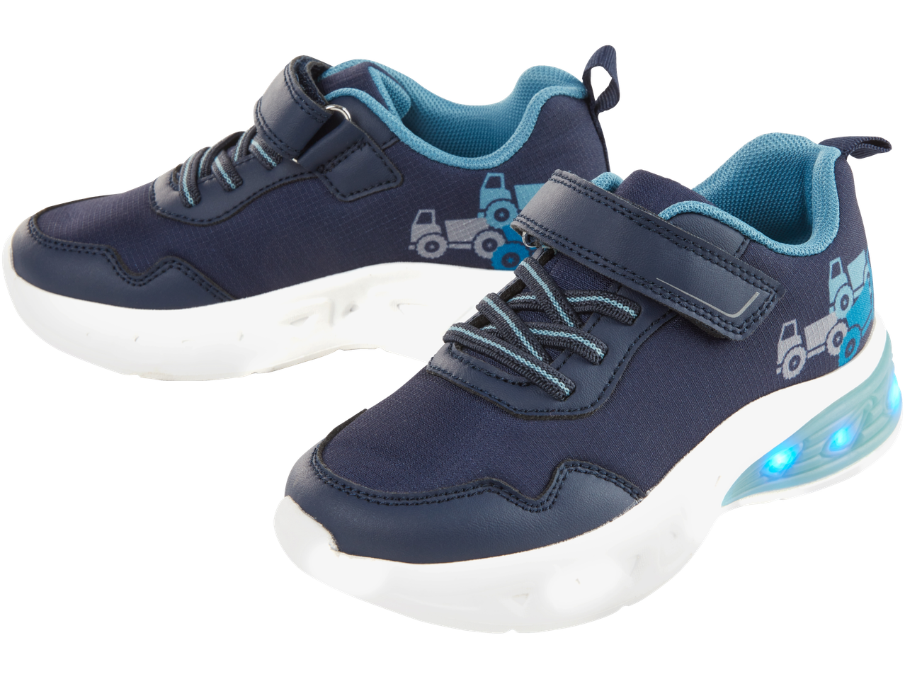 Sinised laste tossud LED-tuledega.