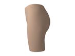 Beige seamless cycling shorts for women, side view.