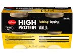 Milbona High Protein Vanilla Pudding + Topping, 4 x 115g, low fat, no added sugar.