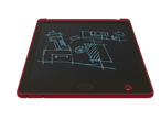 O tabletă de scris LCD roșie cu o schiță simplă pe ecran.
