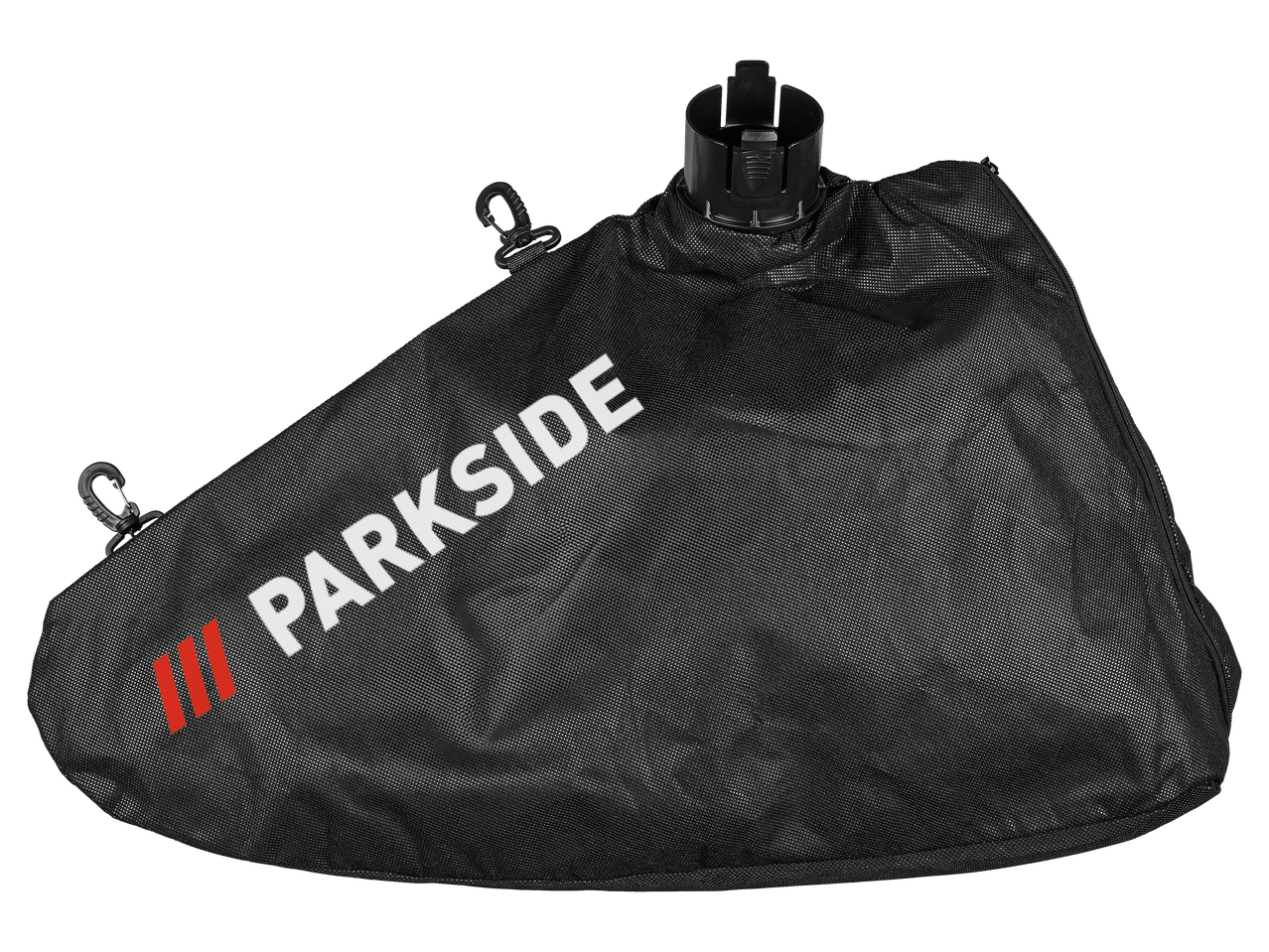 Must lehekotiga kogumiskott valge ja punase logoga, mustal taustal.