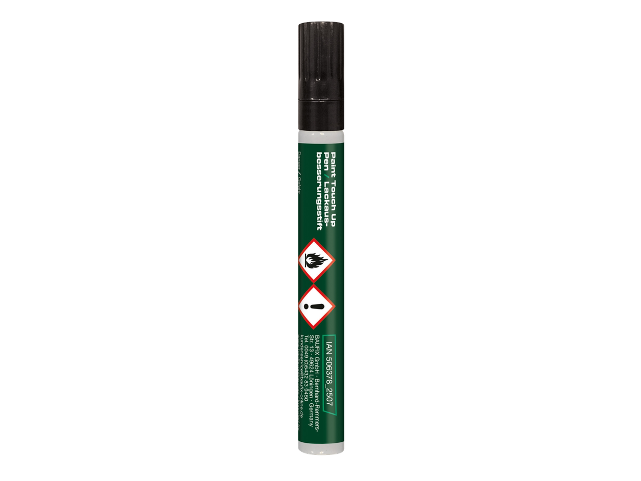 A Parkside® car scratch repair assortment featuring a paint touch-up pen with hazard symbols.