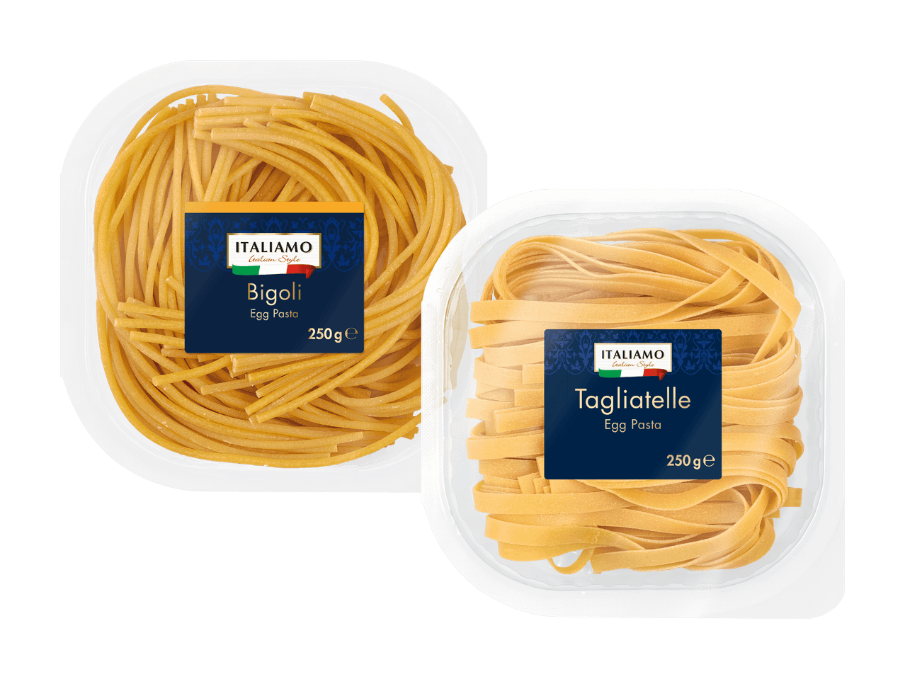 Zwei Packungen De Cecco Tagliatelle und Spaghetti.