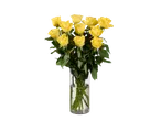 Rosas amarelas em um vaso de vidro.