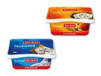 To pakker flødeost: en pikant variant med løg og krydderurter og en naturel klassisk cremet variant.