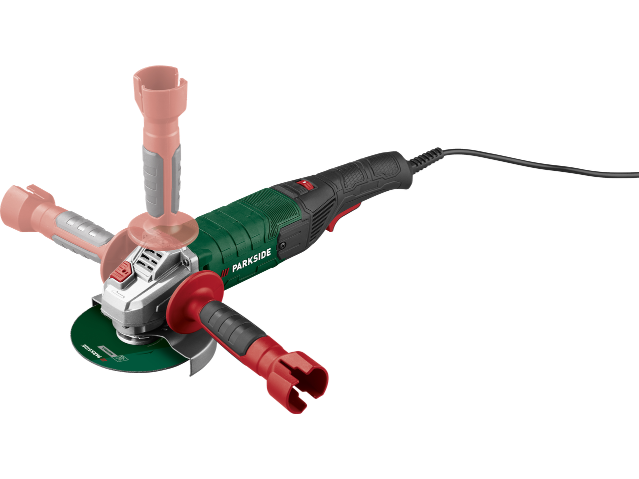 Parkside Performance® PWS 125 sarokcsiszoló fémtárcsával és fogantyúkkal