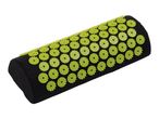 Black acupressure pillow with bright green spikes arranged in circular patterns.