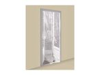 Magnetic insect screen for doors, installed in a doorway with a garden view.