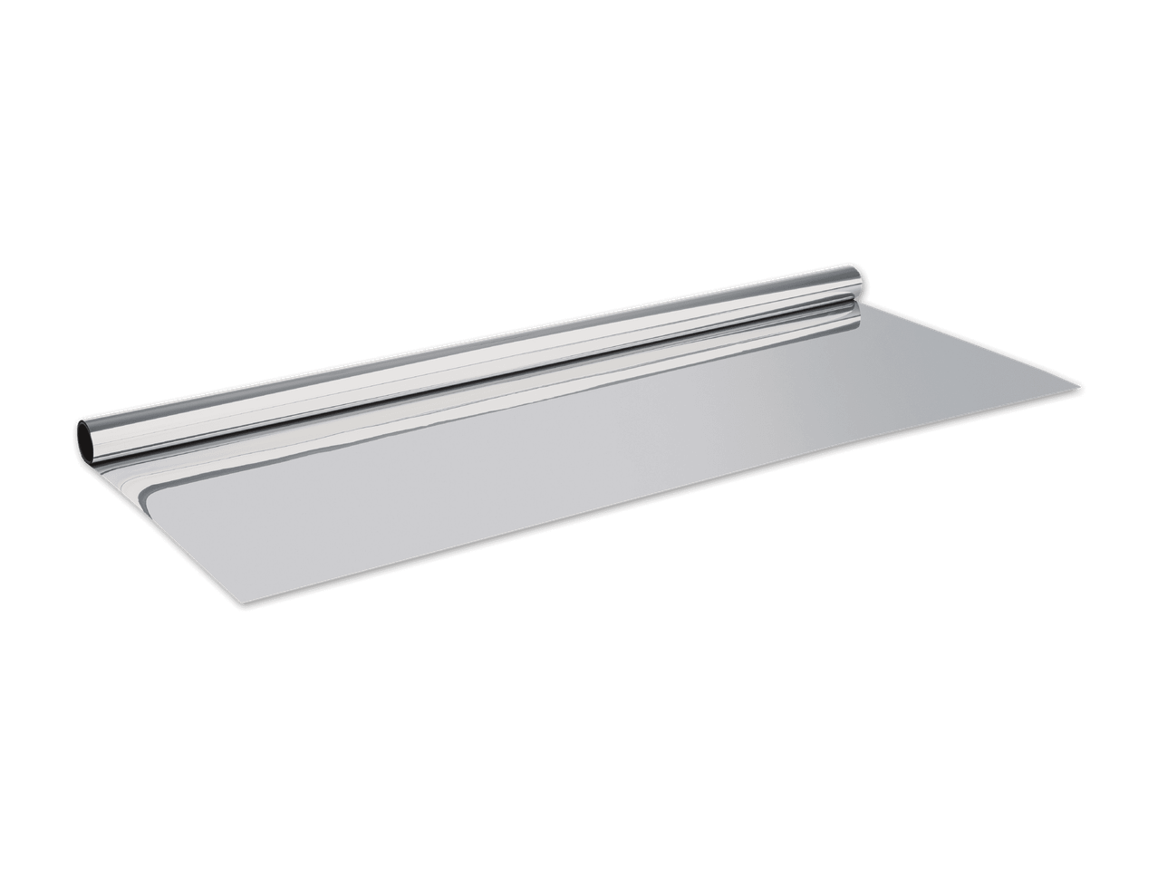 Aluminiumfolie, teilweise abgerollt, auf schwarzem Hintergrund