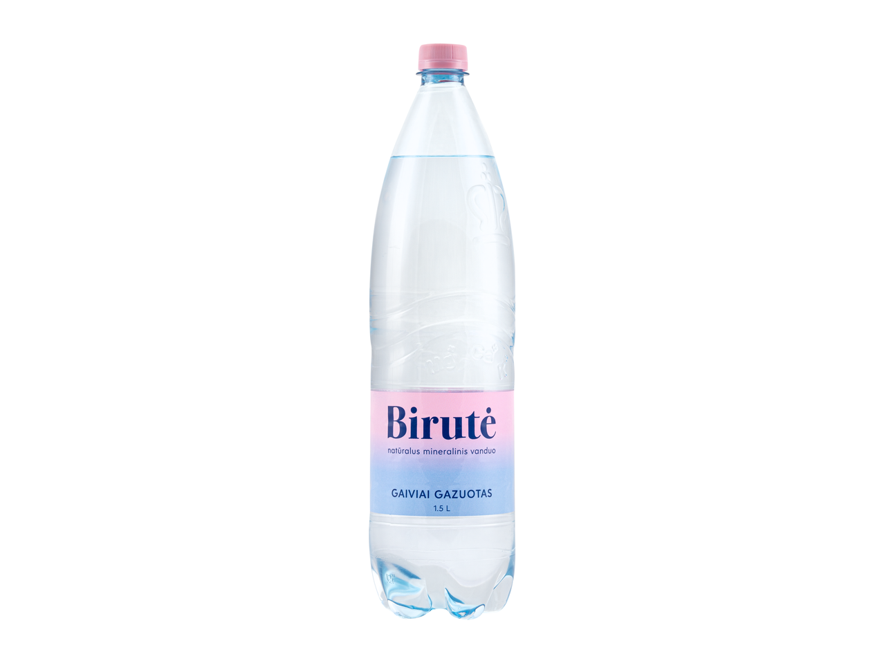 1,5 l Birutė gazuoto mineralinio vandens butelis.