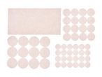 Felt furniture pads in various shapes: one rectangular sheet and multiple circular pads