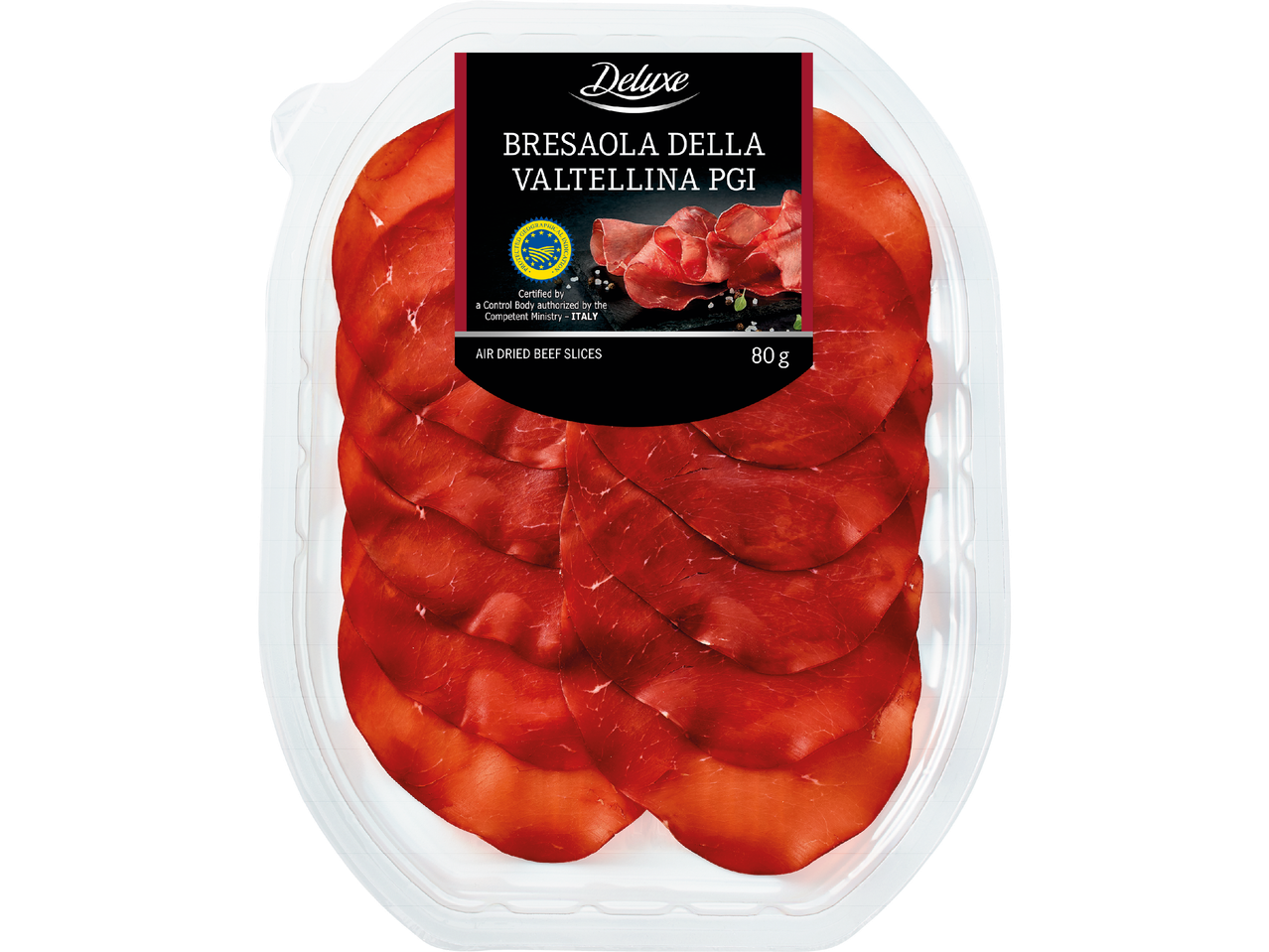 Förpackning med Deluxe Bresaola della Valtellina.