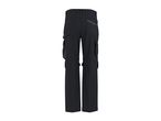 Black cargo work trousers with reflective details, back view.