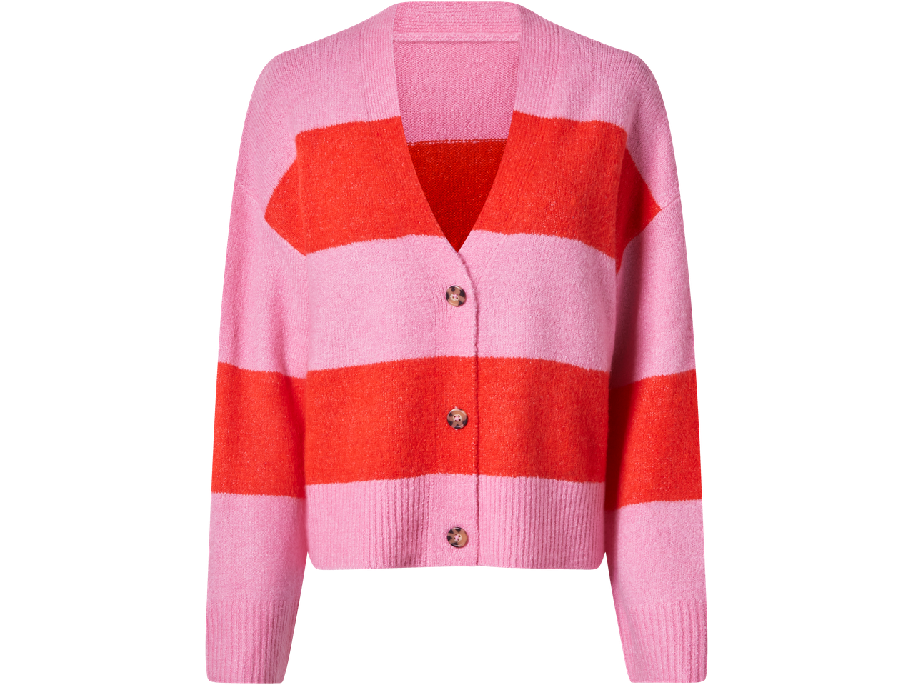 Esmara Grovstickad kofta: Roze en rood gestreept vest met knopen
