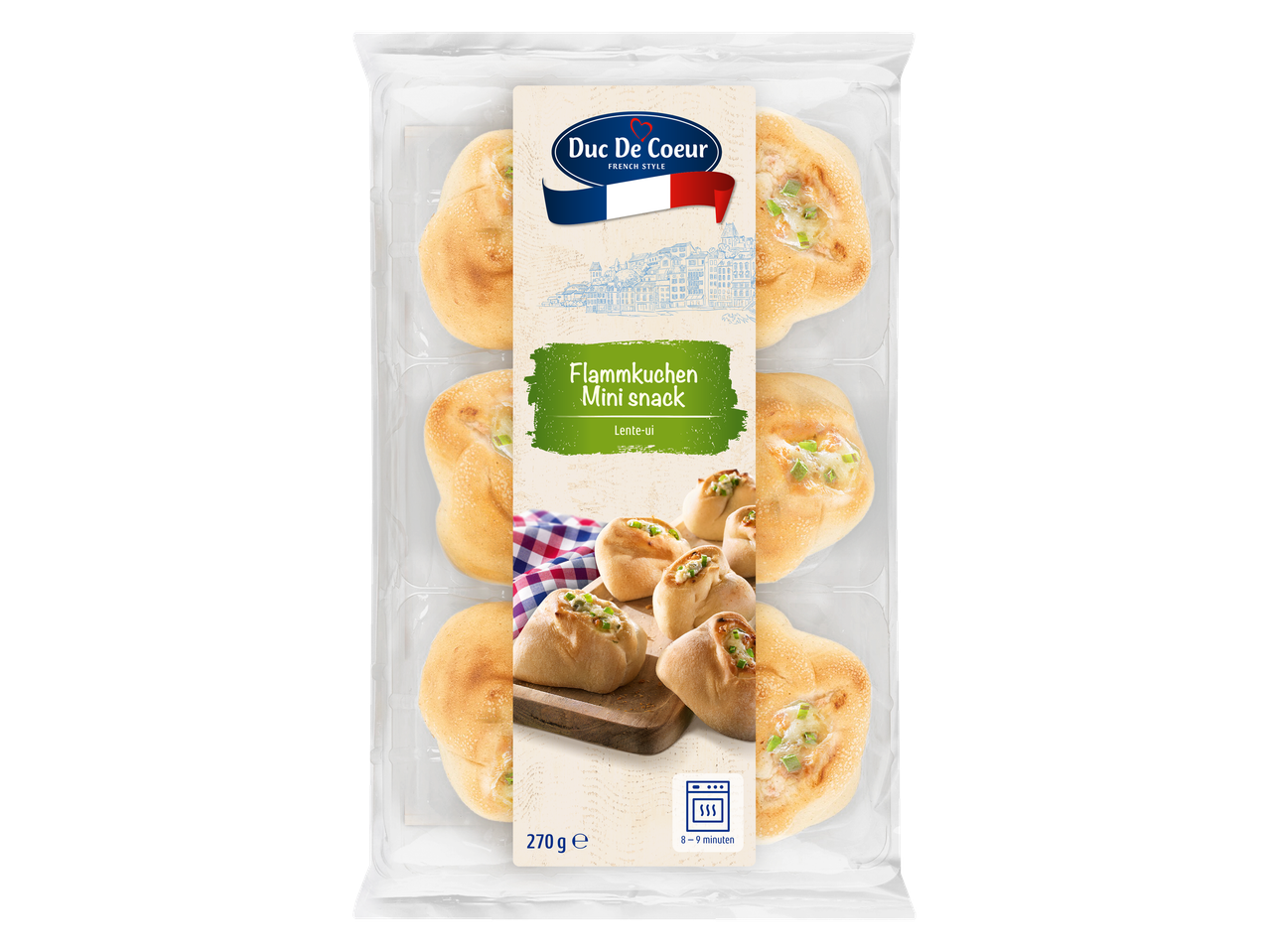 Duc De Coeur Flammkuchen mini snacks, Franse stijl.