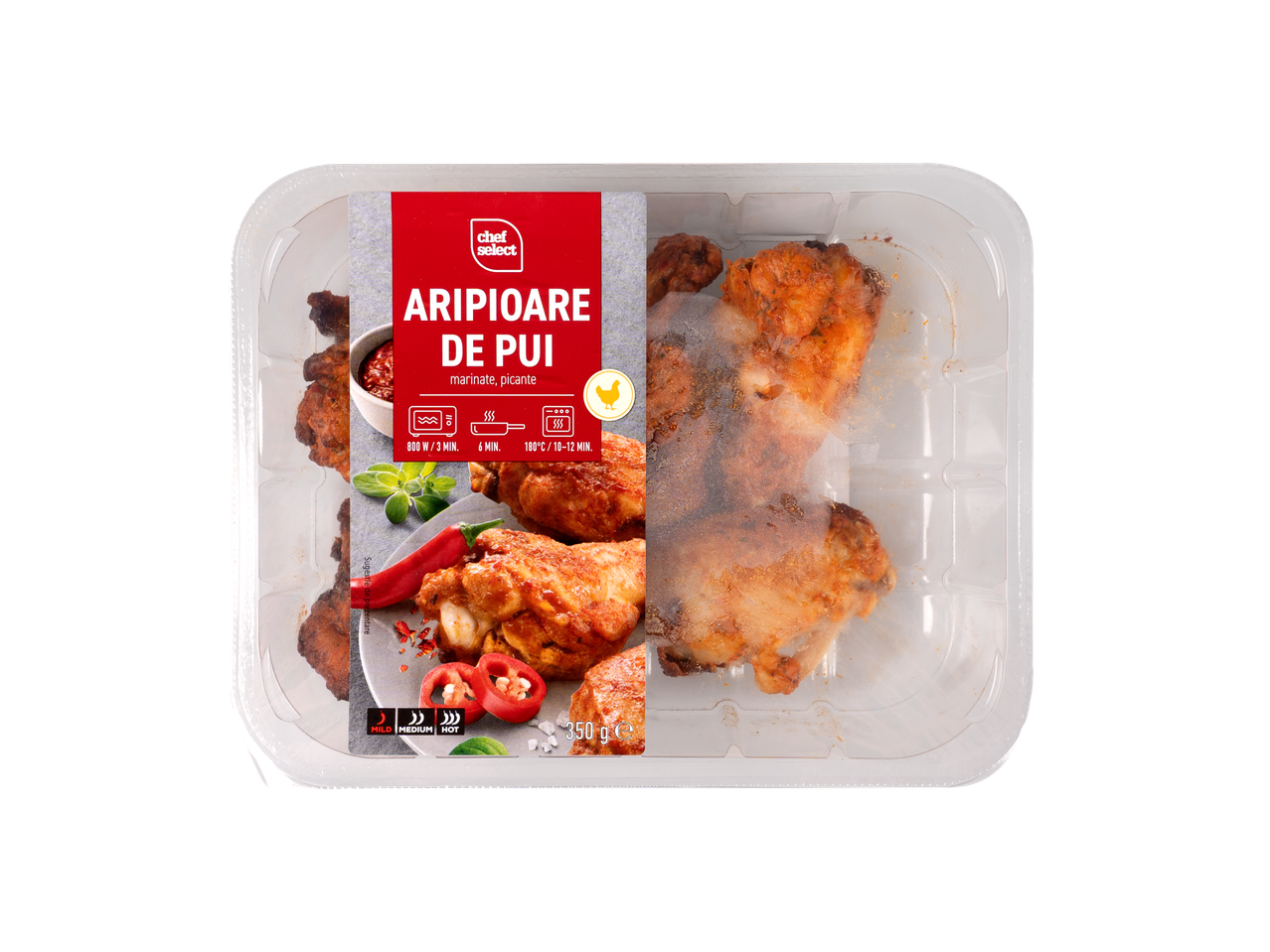 Aripioare de pui Chef Select, marinate picante, 350g.
