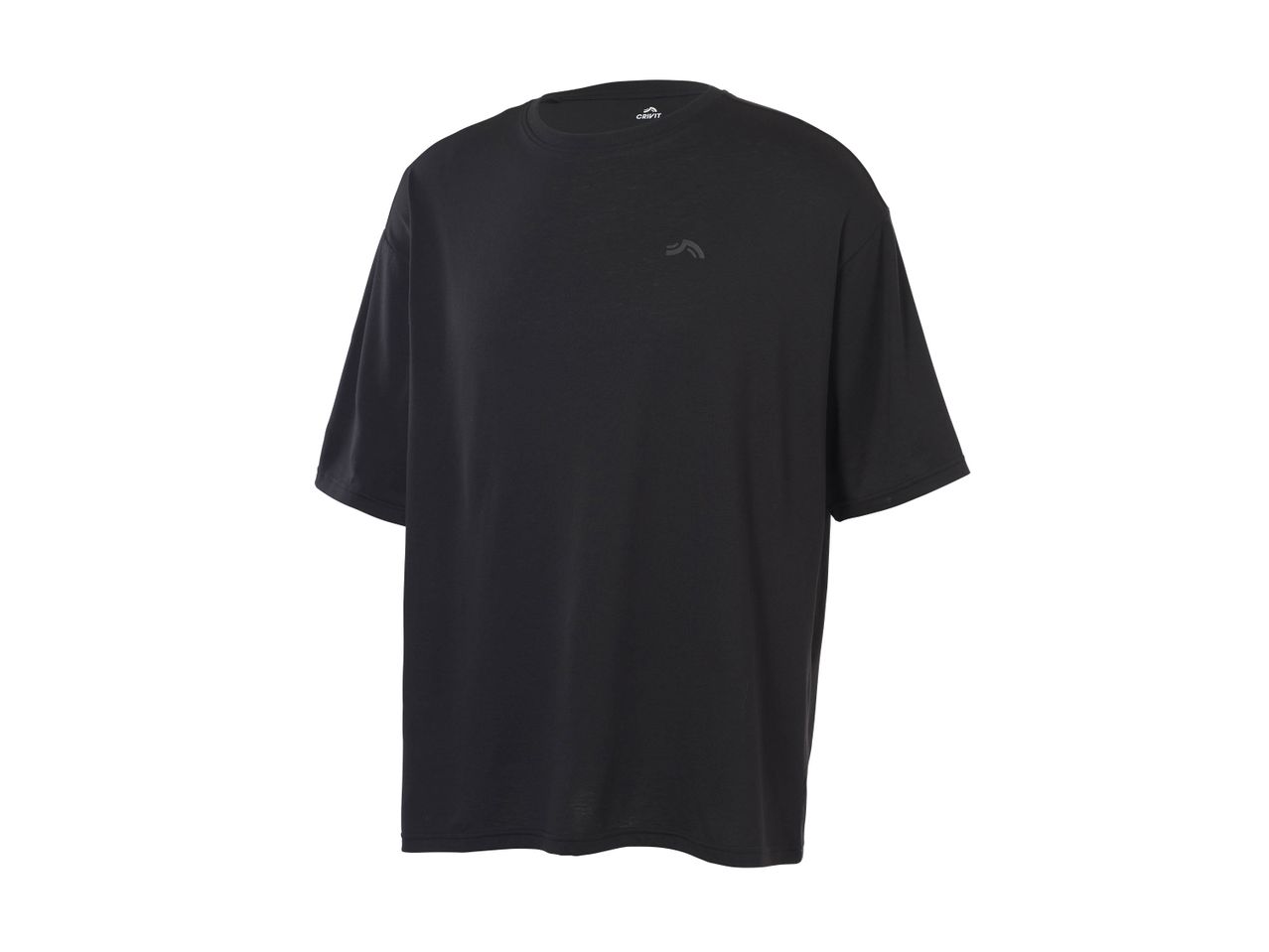 T-shirt noir Crivit à manches courtes avec logo sur la poitrine