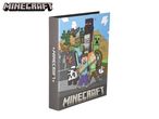 Minecraft-themed ring binder featuring characters like Steve, Alex, Creeper, and Enderman.
