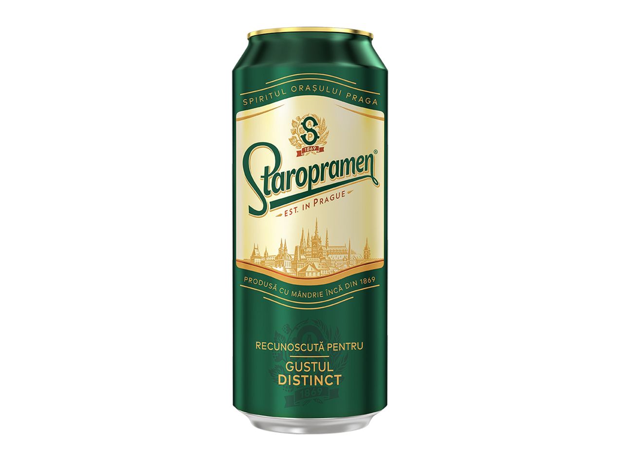 Doză de bere Staropramen.