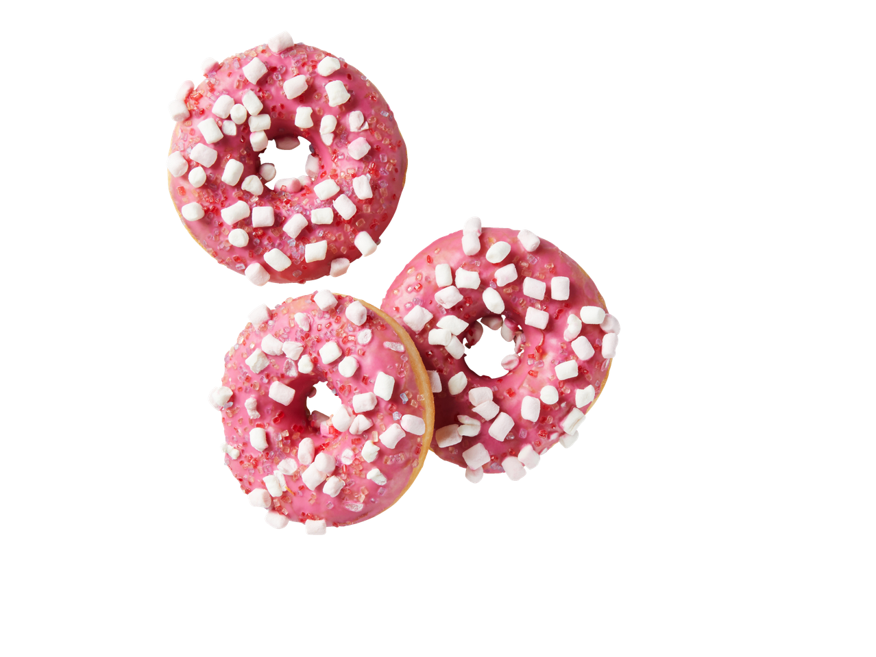 Roosad vahukommide ja suhkrusuhkruga sõõrikud.