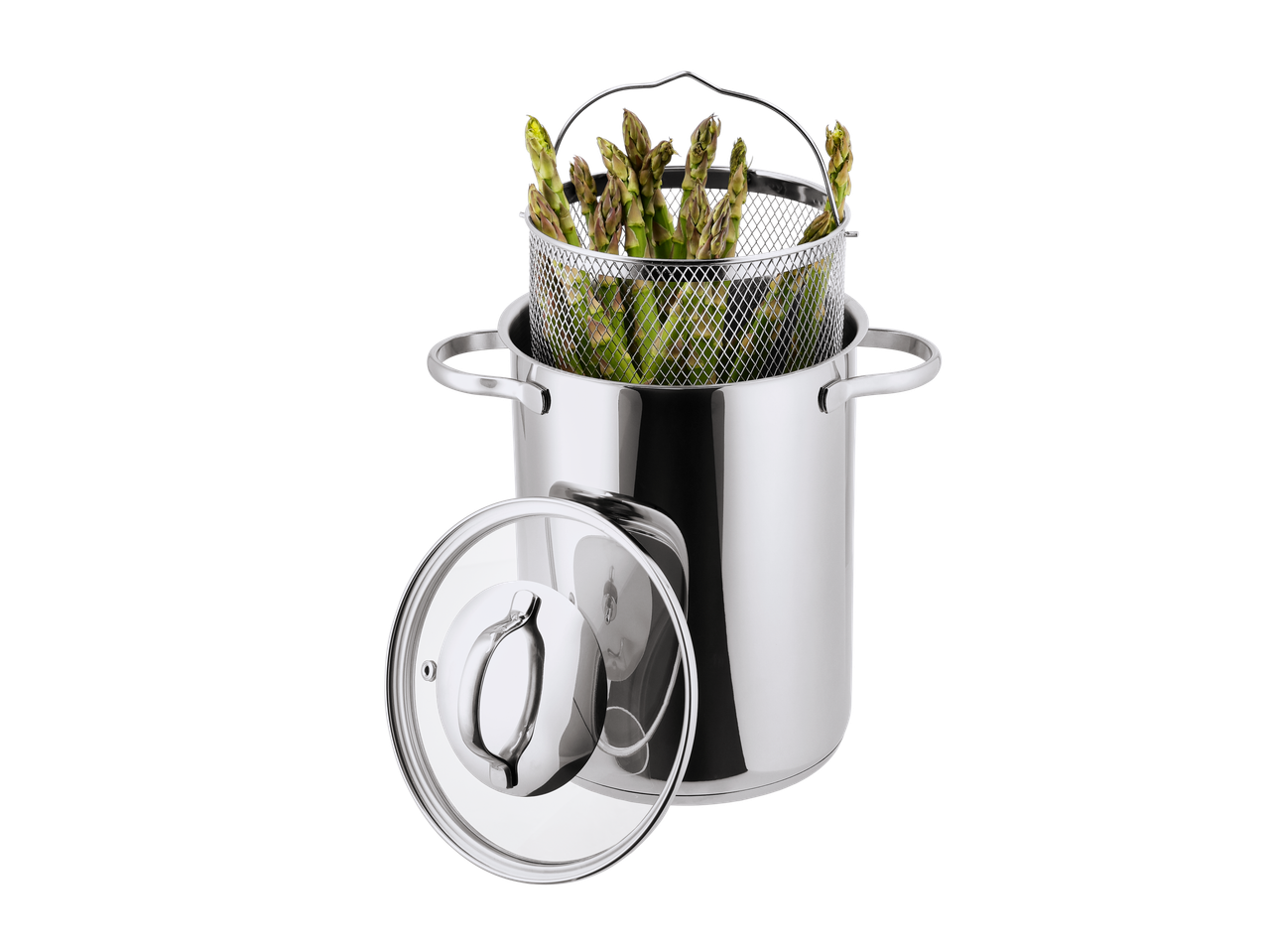 SILVERCREST aspergepan 4 L met mand en glazen deksel.