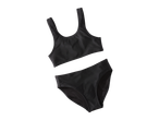 Costum de baie negru pentru copii cu bretele subțiri.