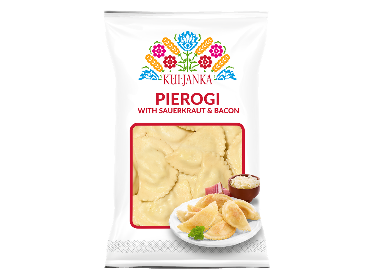 Kuljanka pierogai su raugintais kopūstais ir šonine.