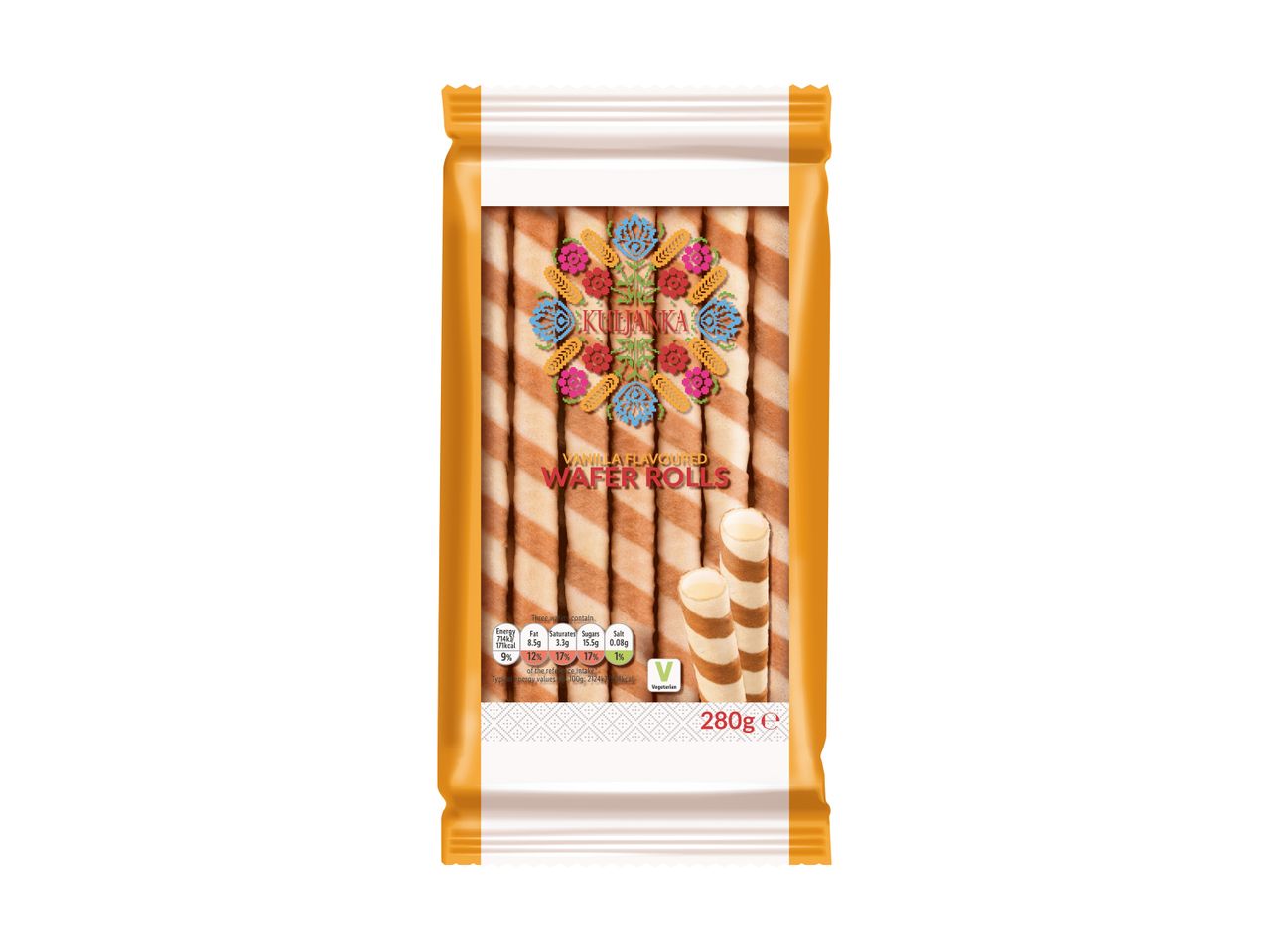 KULJANKA Vanilla Flavoured Wafer Rolls, 280g pack.