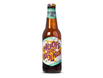 Een fles New England IPA met een kleurrijk etiket met de tekst 'Hoofd in de wolken' en 5,5% alcohol.