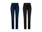 Zwei Paar Damen-Jeggings, eine dunkelblau, eine schwarz.