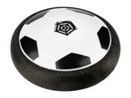 Hover soccer ball with black and white panels and a black foam bumper