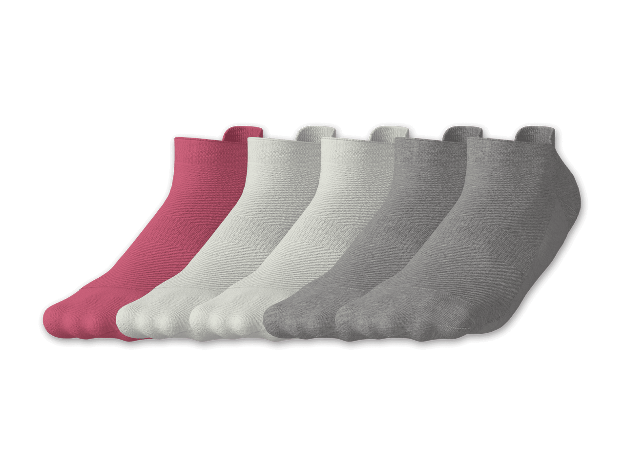 Fünf Paar Socken in Pink, Weiß und Grau